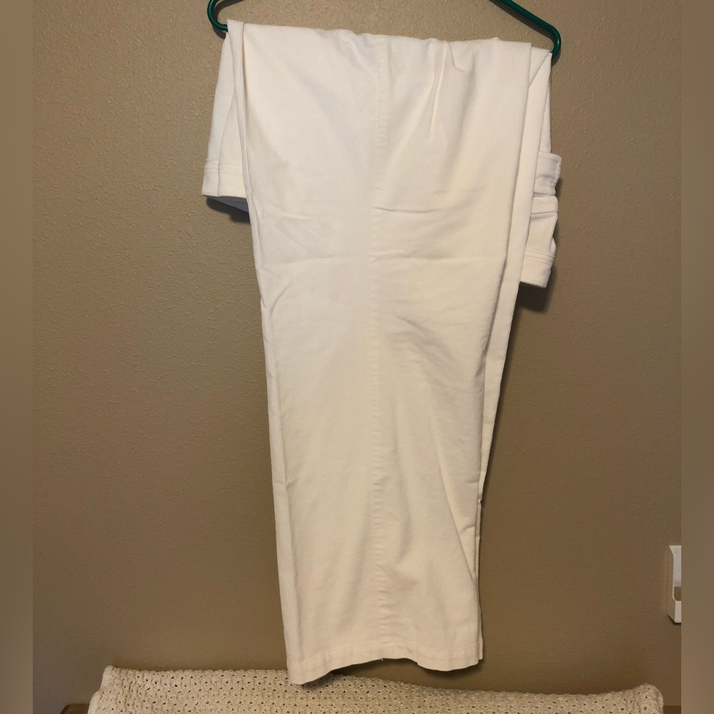 Cream Corduroy Straight Leg Pants 22W